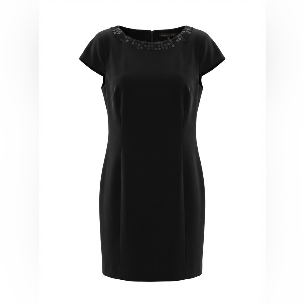 Preston & York Black Mini Dress with Embellished Neckline